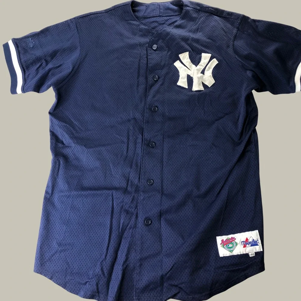 Vintage Majestic NY Yankees BP Jersey Size 48 XL Sewn Diamond Collection #52 USA